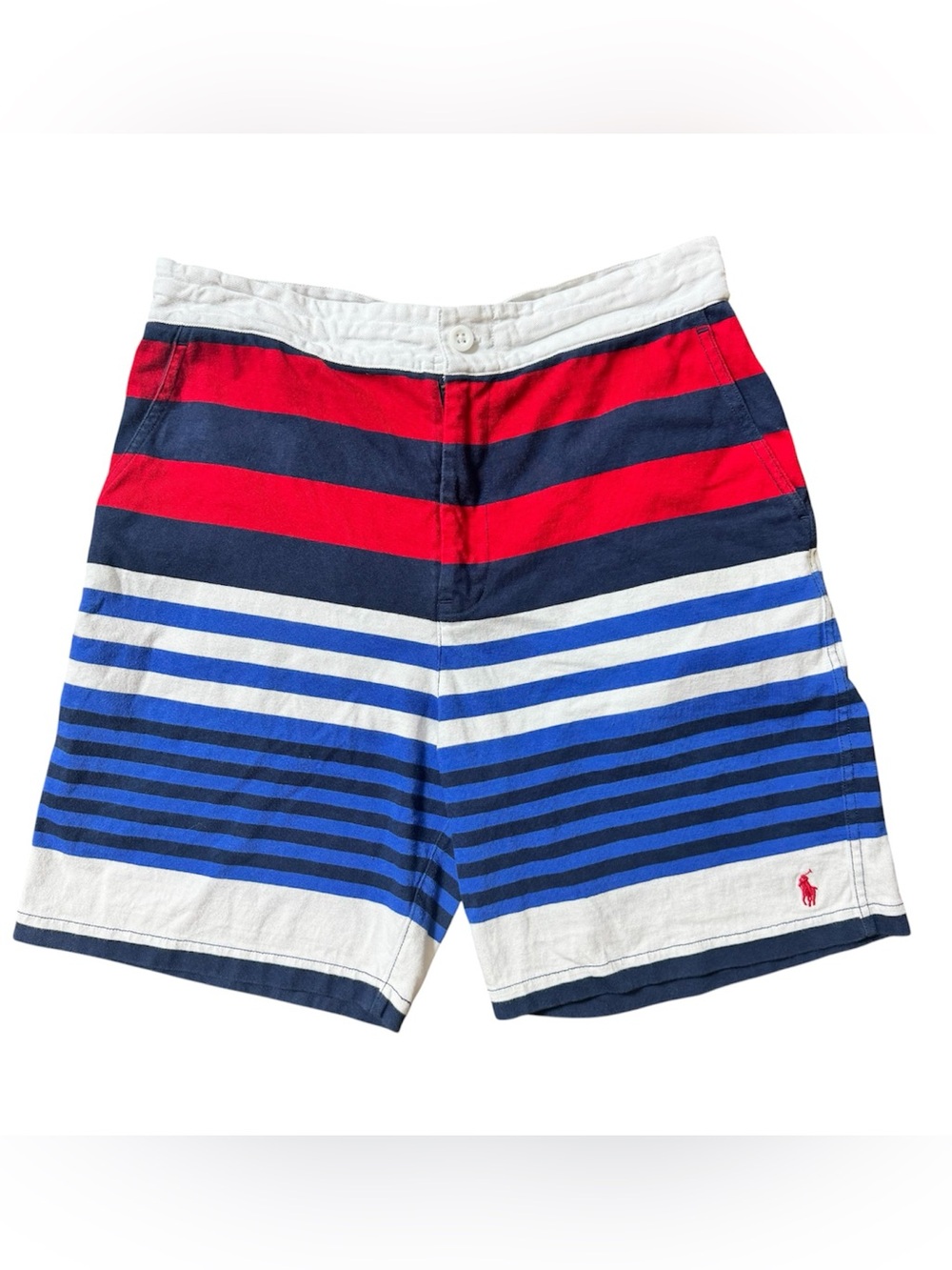 Polo Ralph Lauren big boys red white blue striped jersey drawstring shorts Sz XL